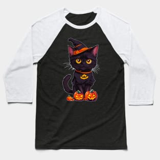Halloween cat tomcat witch hat Baseball T-Shirt